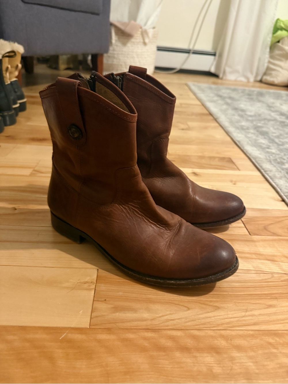Frye Brown Leather Mid-Calf Ankle Boots